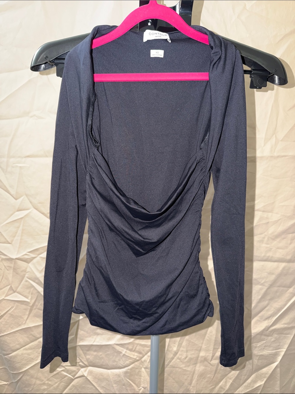 Aritzia Black Draped Cowl Long-Sleeve Top